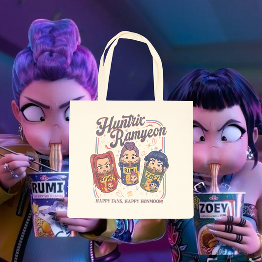 Tote bag met Kpop Demon Hunters "Huntrix Ramyeon" print