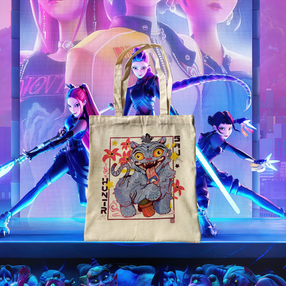 Tote bag met Kpop Demon Hunters "Derpy" print