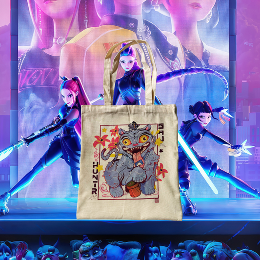 Tote bag met Kpop Demon Hunters "Derpy" print
